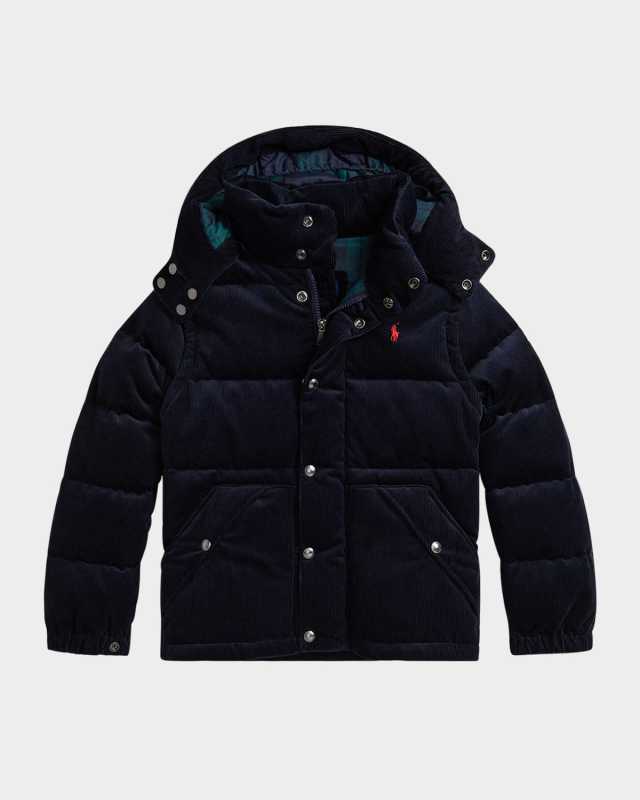 Boy's Convertible Hooded Down Jacket, Size S-XL